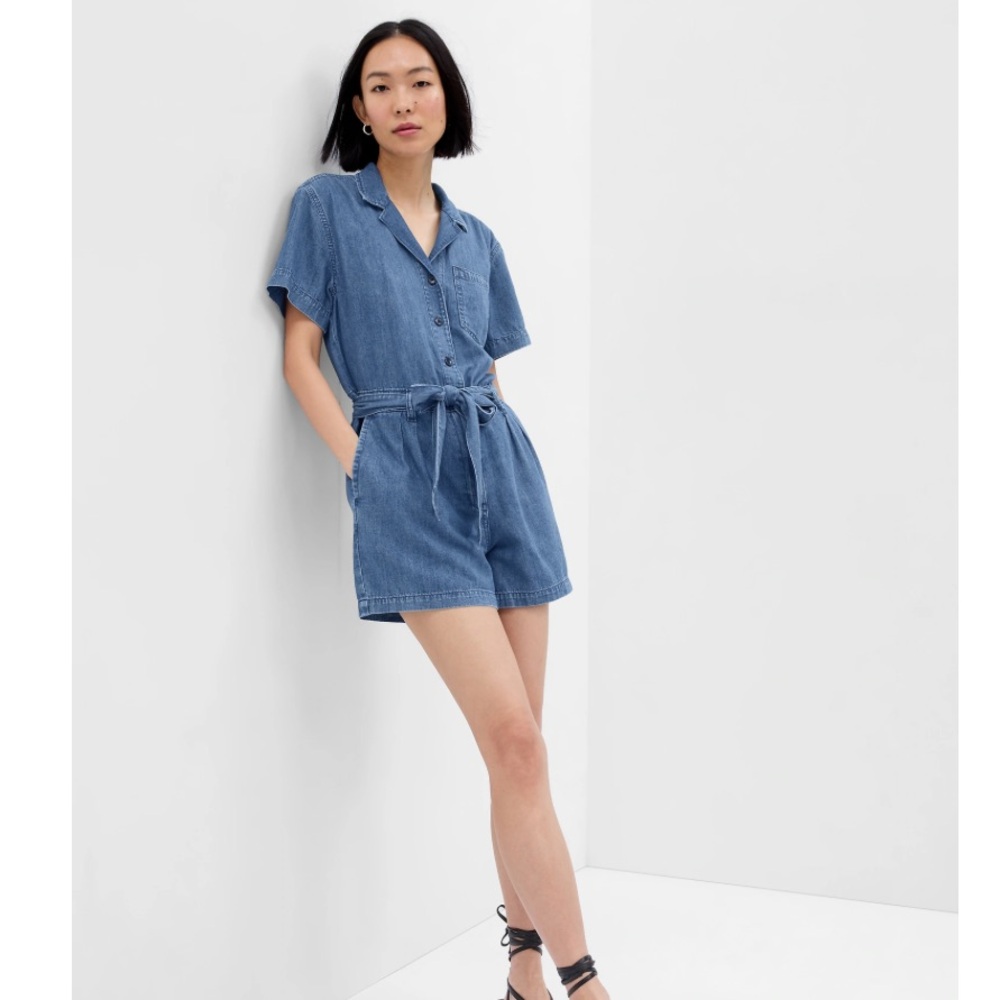 Gap Easy Denim Romper Petite Small